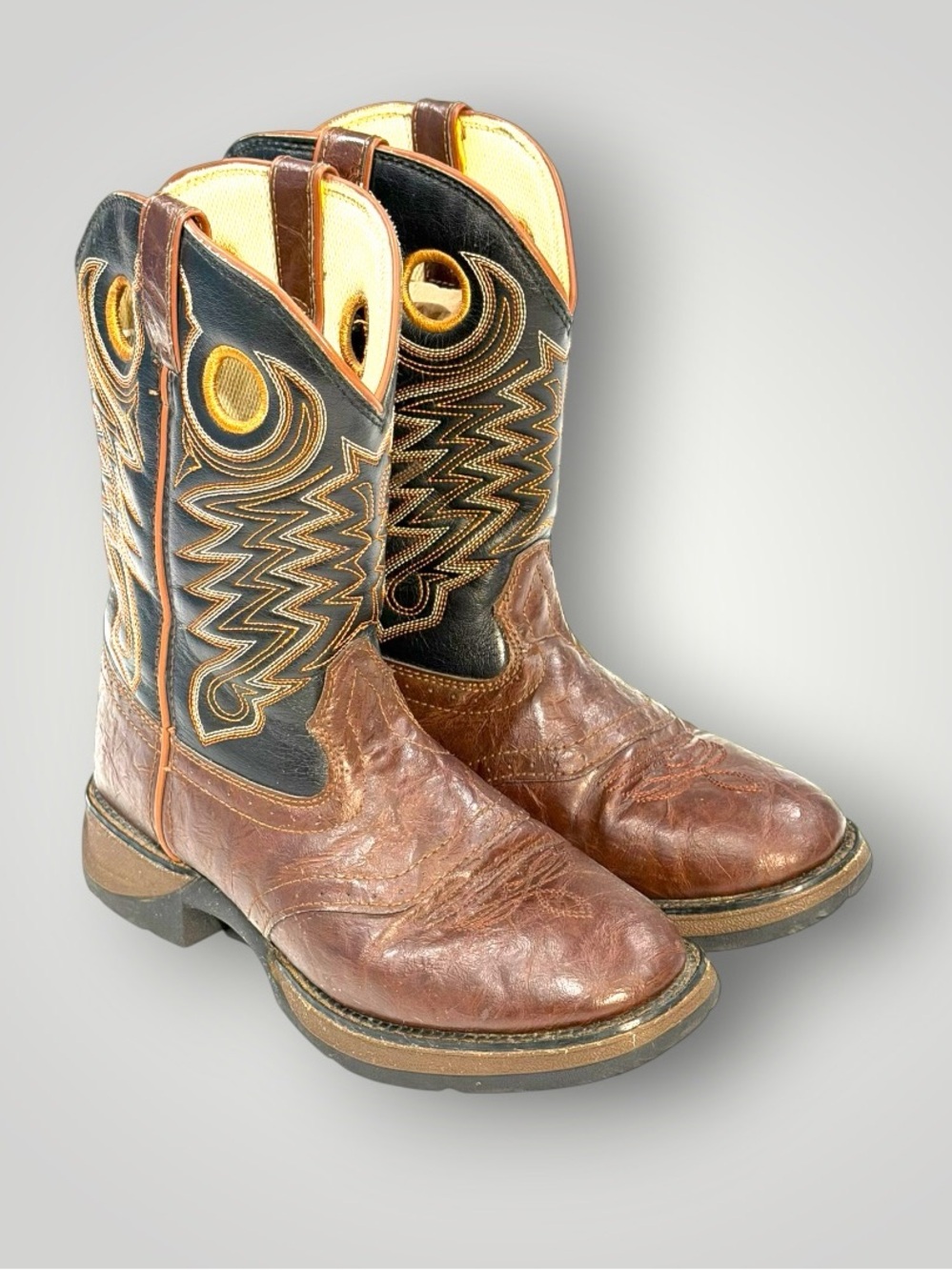 Big Boys Durango Brown/Black Western Cowboy Boots 5.5M